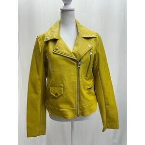 Love Tree Yellow Faux Leather Jacket L NWTS